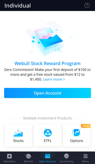Webull stock reward program photo